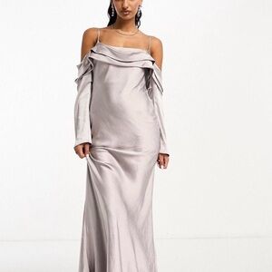 Elegant Silver Off-Shoulder Dress